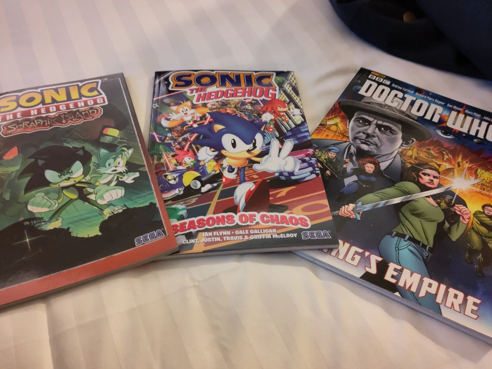 Sonic the Hedgehog: Scrapnik Island and Seasons of Chaos and Doctor Who: Evening’s Empire.