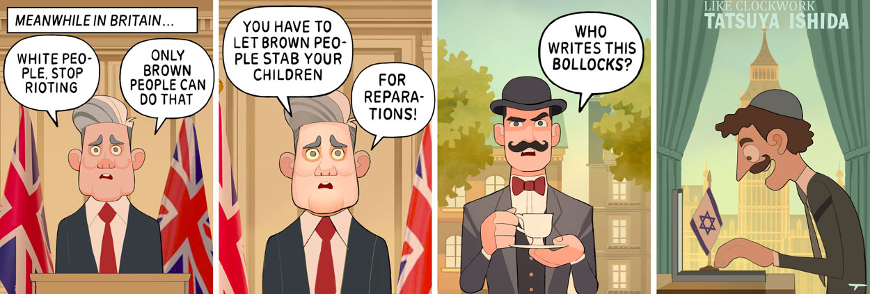 A comic depicting Jews as controlling the British government in the present day.