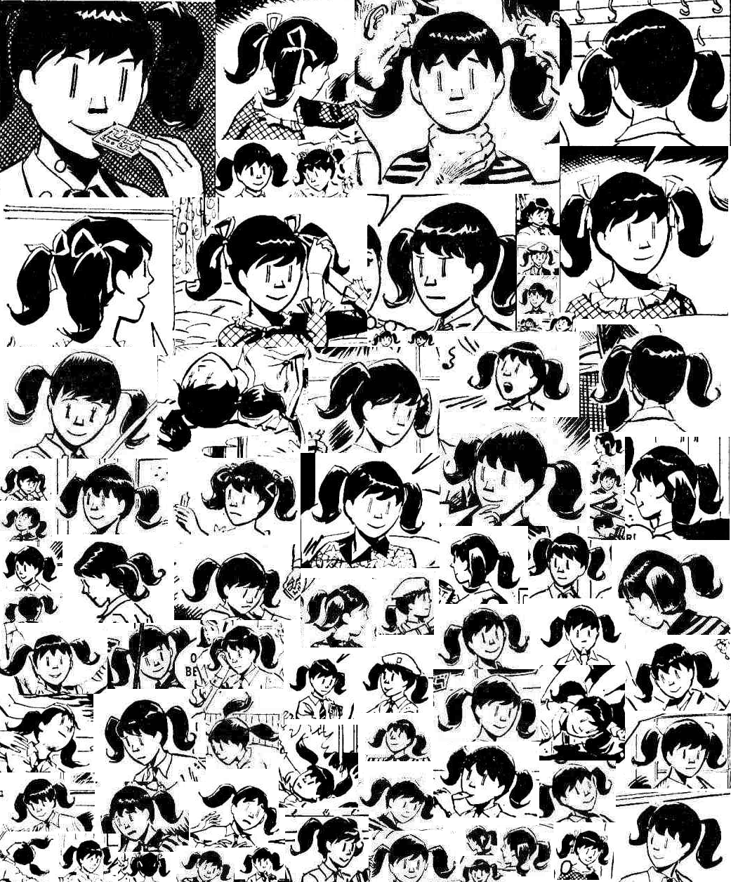 A collage of Transy faces from the comic